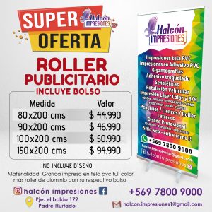 Pendón roller Pendón roller publicitario Pendón roller 80x200 Roller publicitario Roller publicitario personalizado Pendón retráctil Roll Up publicitario Pendón roller personalizado Impresión de pendón roller Porta pendón roller Pendón roller con base de aluminio Pendón roller con bolso de transporte Pendón publicitario para eventos Pendón para ferias y stands Pendón roller en Santiago Pendón roller en Padre Hurtado
